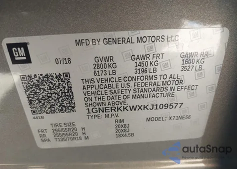 2019 Chevrolet Traverse Premier from USA, damaged, VIN 1GNERKKWXKJ109577